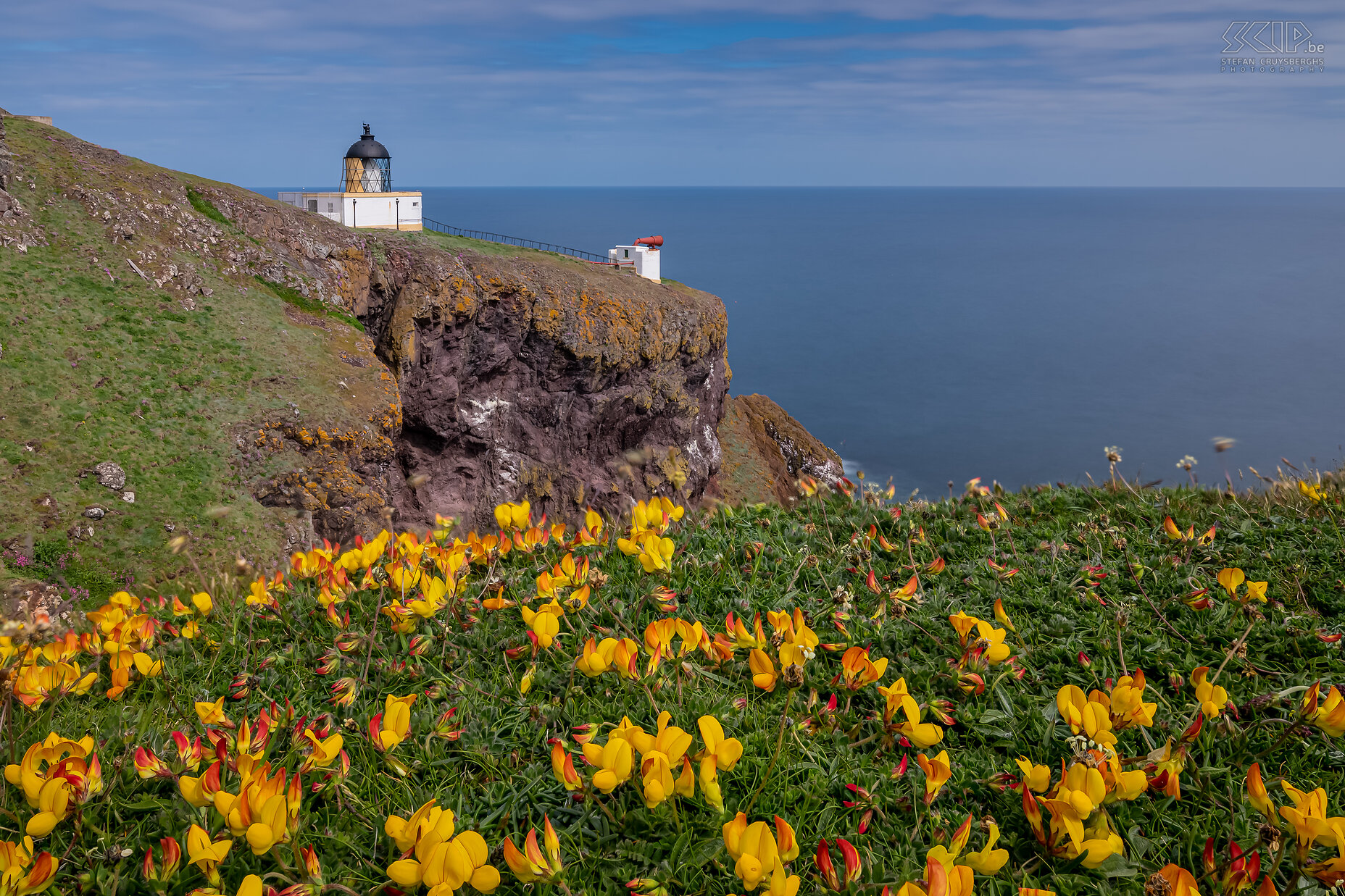 St Abbs Head - Lighthouse The nature reserve of St Abbs Head is perhaps the most spectacular part of the Berwickshire coastline. It is a beautiful nature reserve with high rock cliffs with lots of birds and the lighthouse from 1862 that was built by the famous engineers David and Thomas Stevenson. Stefan Cruysberghs